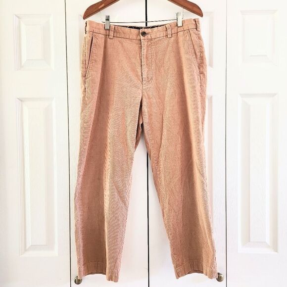 Brooks Brothers 346 Clark Men's Tan Corduroy Flat Front Trousers 35x30 - Picture 1 of 6